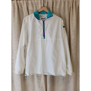 Vintage Frogwear white windbreaker‎ w/teal and purple, women's S